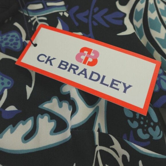 CK Bradley Dress Black Blue Floral Multi Azores‎ Frolic Crepe - Picture 5 of 9